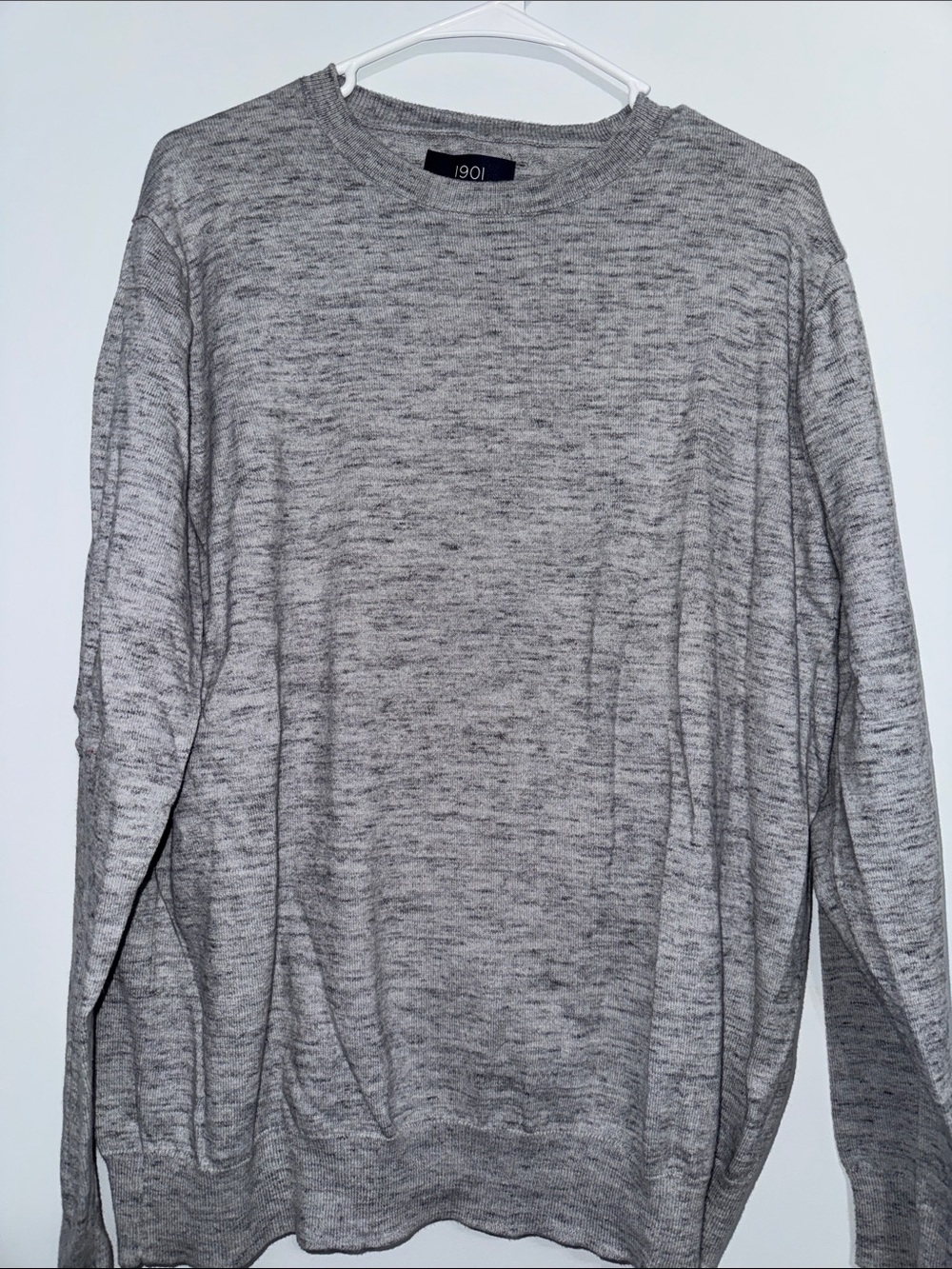1901 Men's Marled Light Gray Crewneck Sweater